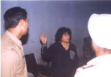 Dimple talks to the Superintendent of Police (City), Mr Rajesh Jaiswal, on Saturday.