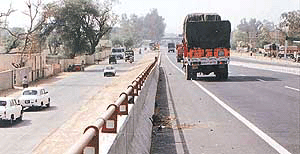 Traffic from Allenby Lines (on the left) travel in the wrong direction next to the Ambala Cantonment flyover on the GT Road.