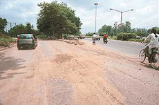 Poor condition of the slip road recently carved out on the Ambala highway near Tribune Chowk in Chandigarh. 