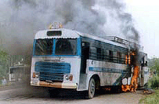 A Chandigarh Transport Undertaking bus on the way to Amritsar from Chandigarh caught fire near Phagwara on Thursday.