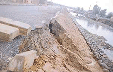 The banks of Budha Nullah in Ludhiana are being strengthened for a road project.