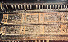 Relief work on the wooden balcony of the Parshuram temple