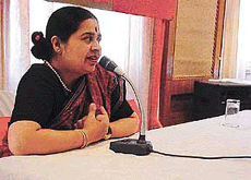 Rasika at a press conference in Ludhiana on Saturday.