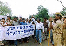 The Biju Chatra Janata Dal protest against Tamili Nadu Government attack on media on 29th June in Tamili Nadu.