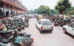 A scene of parking hazard in Sector 9-D, Chandigarh.