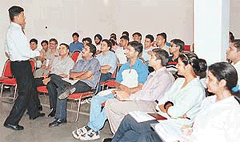 Workshop on personality development programme being conducted by Career Launcher at the British Library, Sector 8, here on Thursday. 
