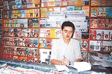 Guarding tradition: Farooq Abdullah Raza, the owner of Abdullah News Agency, in Lal Chowk, Srinagar, remembers his father who introduced The Tribune in the valley.