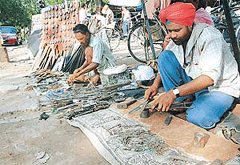 A roadside key-maker at work.