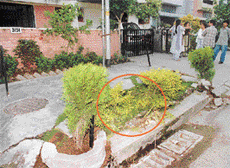 Uma Kant Sharma, Executive Engineer, Irrigation Department, Haryana, was electrocuted at the encircled spot outside his house in Sector 37 in Chandigarh on Saturday.