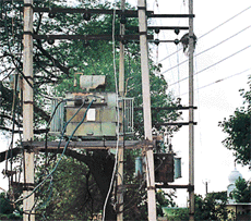 The transformer in Mullanpur-Garibdas village which reportedly developed a snag on Saturday.