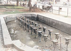 A water feature on the Mall road in Patiala which is presently out of order.