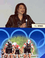 US candidate for IOC presidency Anita Defrantz answers questions during a press briefing on Tuesday at Moscow World Trade Centre, three days ahead of the 112th International Olympic Committee session.