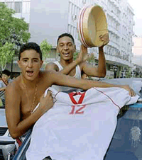 Fans celebrate after Tunisia became the third country to qualify for next year's World Cup when they beat the Democratic Republic of Congo 3-0 on Sunday. 