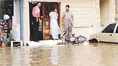 Mata Rani Road submerged in water after a heavy rainfall last week.