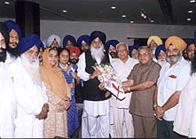 The Punjab Chief Minister Mr Prakash Singh Badal and Mrs Surinder Kaur Badal given warm welcome by the ministers of the Punjab Cabinet and other leaders 