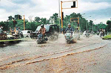 Road or a rivulet: A flooded road after a heavy rainfall in Chandigarh on Monday.