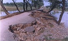 This is what remains of a newly constructed road from Lakhnaur Sahab to Mohri Bano Kheri village after the floods in Ambala on Wednesday.