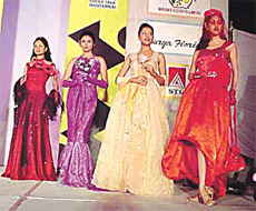 Top models of the country sashay down the ramp at the Annual Designer Awards ceremony of the National Institute of Fashion Design (NIFD) in Ludhiana on Tuesday. 