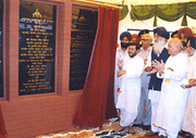 Minister of Civil Aviation Sharad Yadav at the stone-laying ceremony for the upgradation of the Rajasansi airport in Amritsar on Friday.