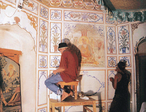Art restorers at work at Damdama Baba Sahib Singh Bedi
