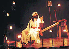 Ashwatthama performs in Ek Qatra Khoon at the Department of Indian Theatre.