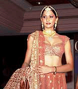 A model wears a designer's collection during the launch of a specialist fashion magazine at a function in New Delhi on Wednesday evening. 