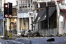The scene of damage to The Mall in Ealing Broadway, west London.