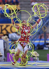 A native performer goes through his routine during the opening ceremony at the 8th IAAF world championships in athletics.
