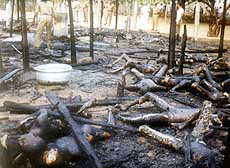 Charred bodies