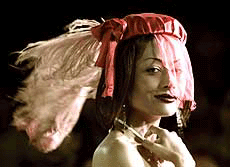 A model displays headwear by Payal Jain during a fashion show in Mumbai on Friday.