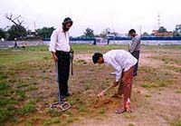Securitymen checking the Parade Ground.