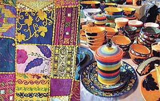 Various items on display at a handicrafts exhibition at Welcome Palace in Ludhiana. 