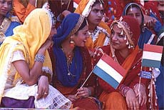 School children at Independence Day function in Patiala on Wednesday.