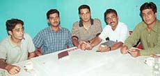 Panjab University student leaders at a meeting on the campus on Friday.