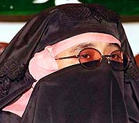 Ms Fareeda, chief of the Kashmir Mass Movement, criticising forceful adherence to burqa by women in the valley.
