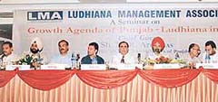 Participants in a seminar on "Growth agenda of Punjab - Ludhiana in focus’ in Ludhiana on Thursday.