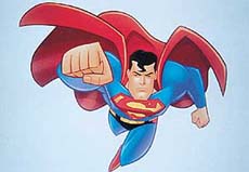 Superman in action on Cartoon Network
