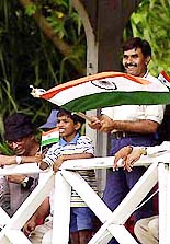 Jubilant Indian supporters.