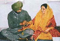 A file photo of the ring ceremony of former Sub-Inspector Joginder Singh and Neelam. 