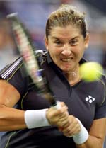 Monica Seles of the USA returns to Nicole Pratt of Australia during their match at the U S Open Tennis Championship in New York on Monday.