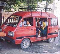 The van with students of Nauhria Mal Jain Senior Secondary School.