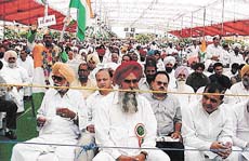 A view of audience at a rally organised to mark the sixth death anniversary of Beant Singh at Payal village in Ludhiana district on Friday. 