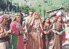 Gaddi women in their traditional dress.