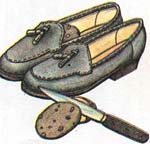 Place a cut potato in tight shoes