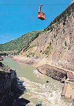 The airtram descends 500feet into the rugged grandeur of the Hells Gate narrows.