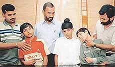 Sunil, Harsimran and Khush Preet, who were slapped by their classmates in Government Model Senior Secondary School.
