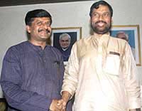 Ram Vilas Paswan along with Minister of State Ravi Shankar Prasad.