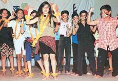 Students present a colourful dance as a part of the Teachers Day celebrations at Mount Carmel School in Chandigarh on Wednesday.