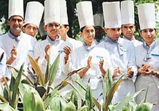 Students at the sapling plantation function organised at the Food Craft Institute, Sector 42, Chandigarh, on Thursday. 
