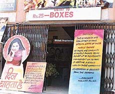 A notice outside Malhar Cinema, Ludhiana.